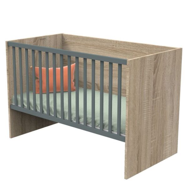 1-3500760121627_1 Lit bébé 70x140cm évoluif en 90x190-140x190cm Nova Gris Volcan - SAUTHON