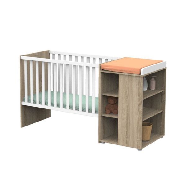 1-3500760121931_1 Lit bébé combiné 60x120cm évolutif en 90x190cm Nova Blanc Lin - SAUTHON