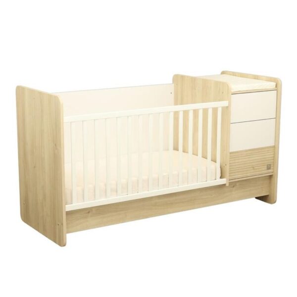 1-3500760132784_1 Lit bébé combiné 70x140cm évolutif en 90x190cm Paloma Blanc - SAUTHON