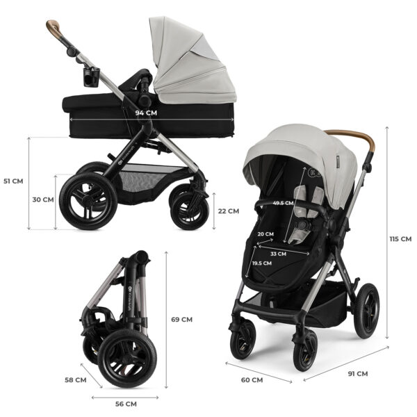 Poussette multifonctionnelle 3en1 MOOV 2 XL - Gris