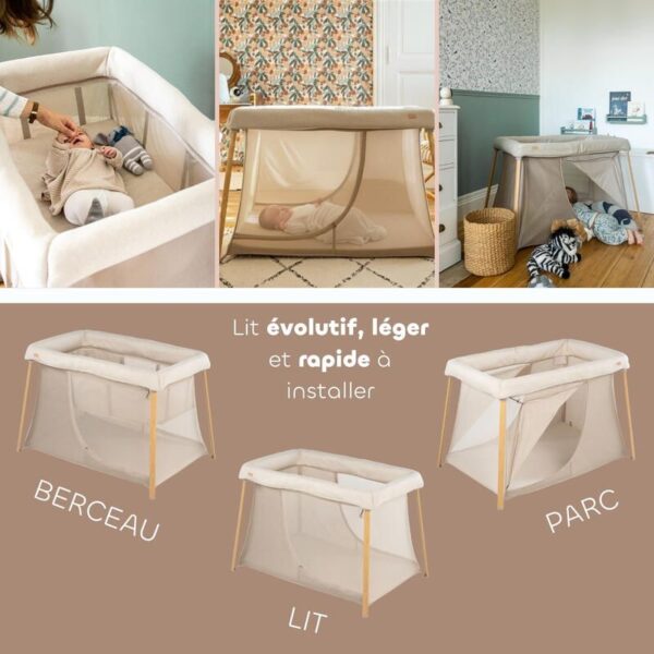 3384349460051_5 Lit Parapluie 3 en 1 Eazy Sleep Argile Gazelle - BEABA
