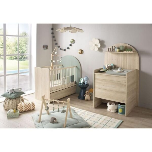 Lit bébé 60x120cm évolutif en 90x190cm Arche Sauge - SAUTHON