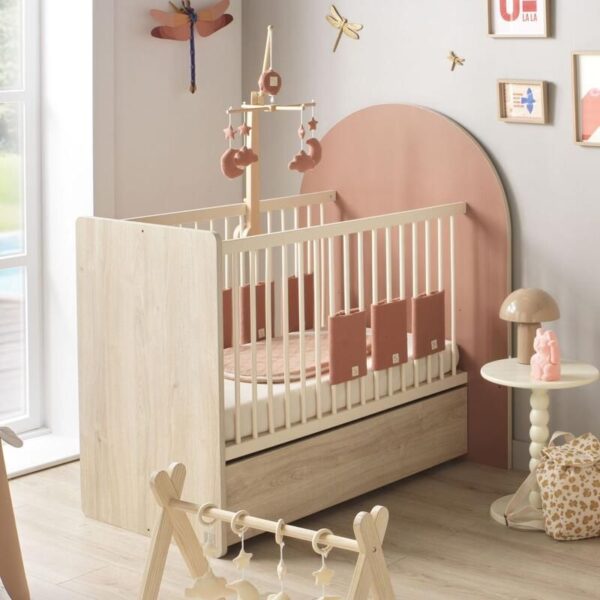 3500760135549-10 Lit bébé 60x120cm évolutif en 90x190cm Arche Terracotta - SAUTHON