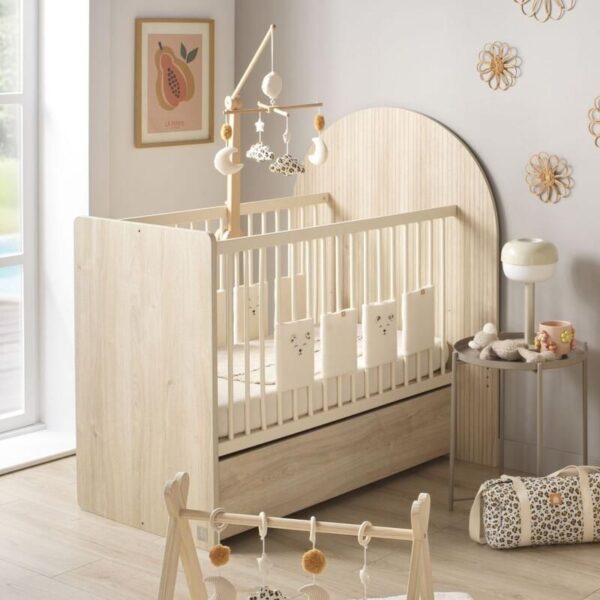 Lit bébé 60x120cm évolutif en 90x190cm Arche Chêne Sépia - SAUTHON