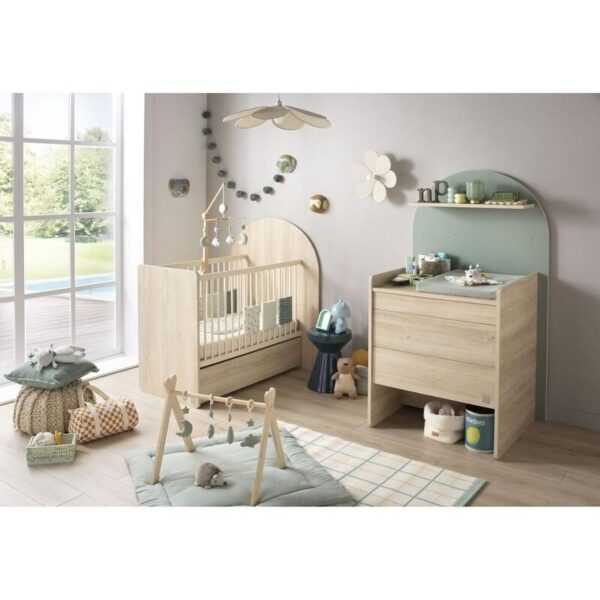 Lit bébé 60x120cm évolutif en 90x190cm Arche Chêne Sépia - SAUTHON