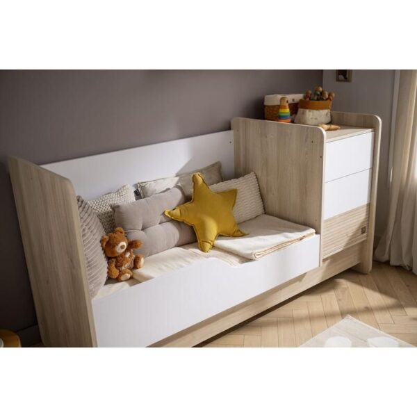 Lit bébé combiné 70x140cm évolutif en 90x190cm Paloma Blanc - SAUTHON