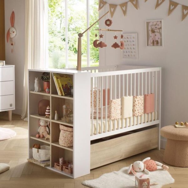 Lit bébé combiné 60x120cm évolutif en 90x190cm Paloma Blanc - SAUTHON