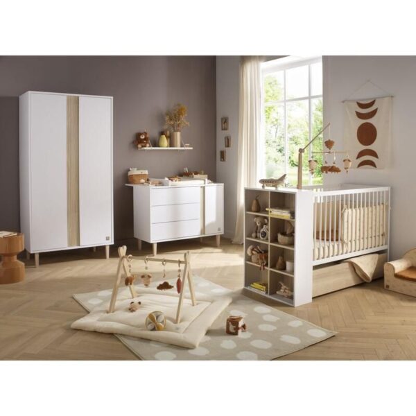 Lit bébé combiné 60x120cm évolutif en 90x190cm Paloma Blanc - SAUTHON