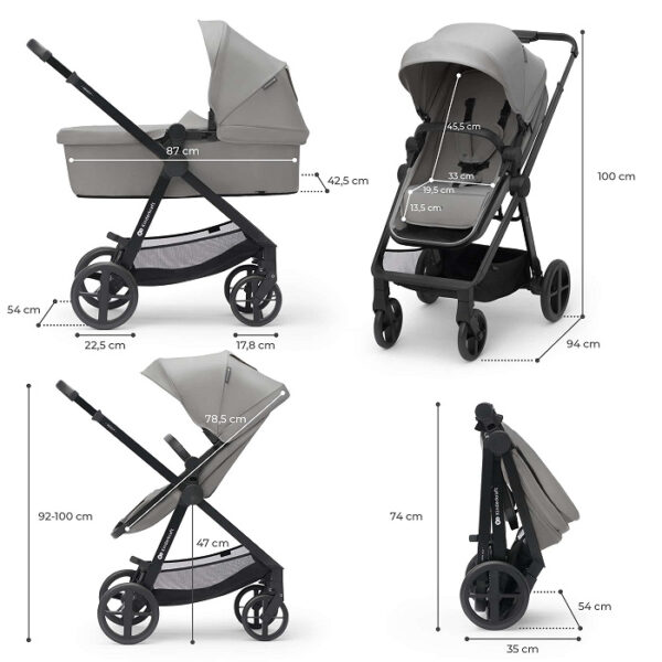 7 Poussette Trio NEWLY - Gris