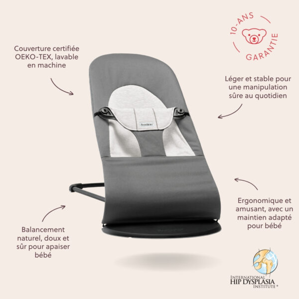 BabyBjörn Transat bébé balance soft tissé Gris Foncé