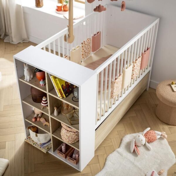 Lit bébé combiné 60x120cm évolutif en 90x190cm Paloma Blanc - SAUTHON