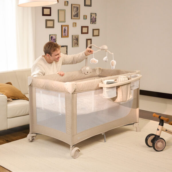 Lit bébé et lit de voyage 2 en 1 LEODY UP - Beige