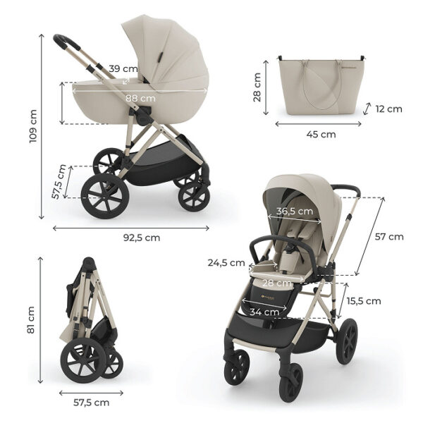 B9 Poussette multifonction 3en1 PRIME 3 - Beige