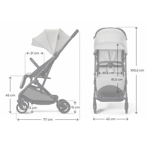Poussette citadine légère et compacte INDY 3 - Gris clair