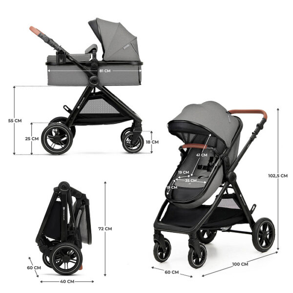 ga Poussette multifonctionnelle 3 en 1 ESME PRO - Gris